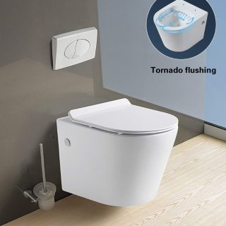 Унитаз CeramaLux B2330 подвесной белый с сиденьем Микролифт